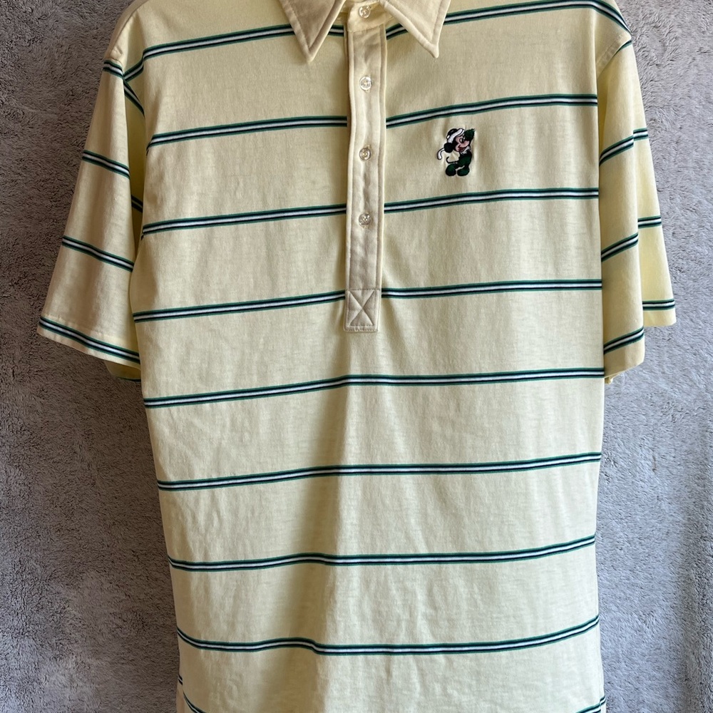 Disney Fashion Mens Polo | M | Yellow/Green | Minor Hole In Back (See Photos)